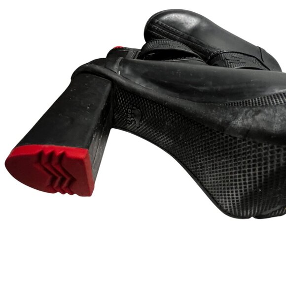 Sorel Black Red Rubber Block Heel Ankle Boots Medina 7 Goth Grunge Whimsigoth - Picture 10 of 16